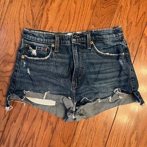 Abercrombie High Rise Mom Shorts Distressed Denim Size 28 / 6 Cutoff